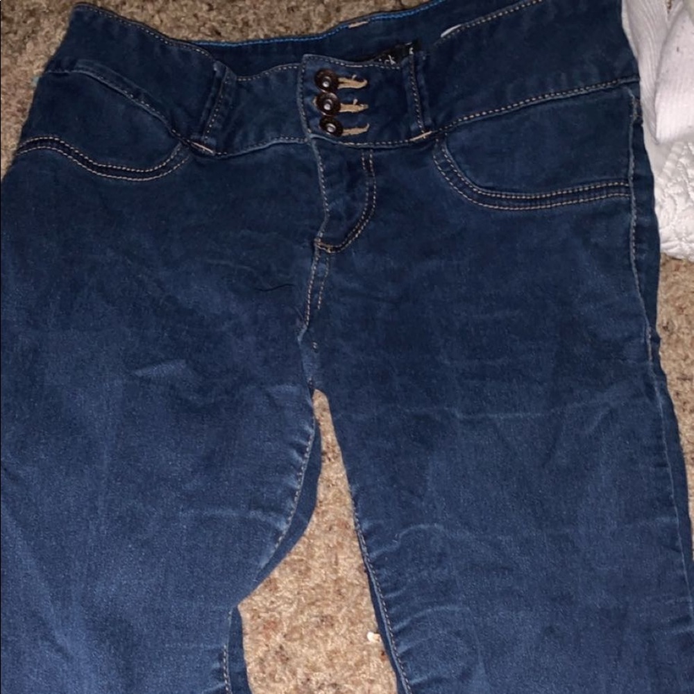 dark blue jeans